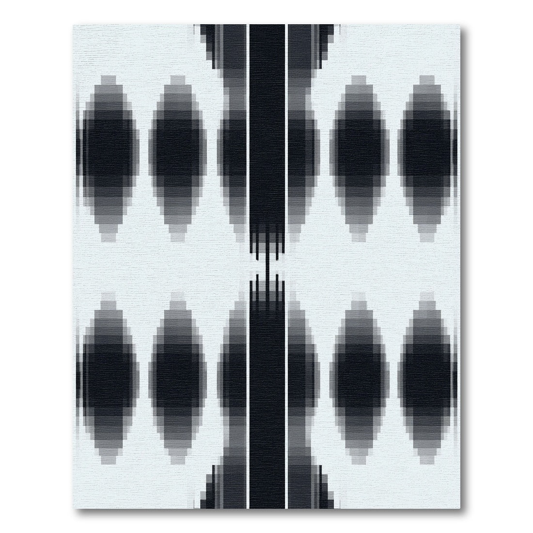 Dark Blue Pixelated Ovals and Stripes Rug