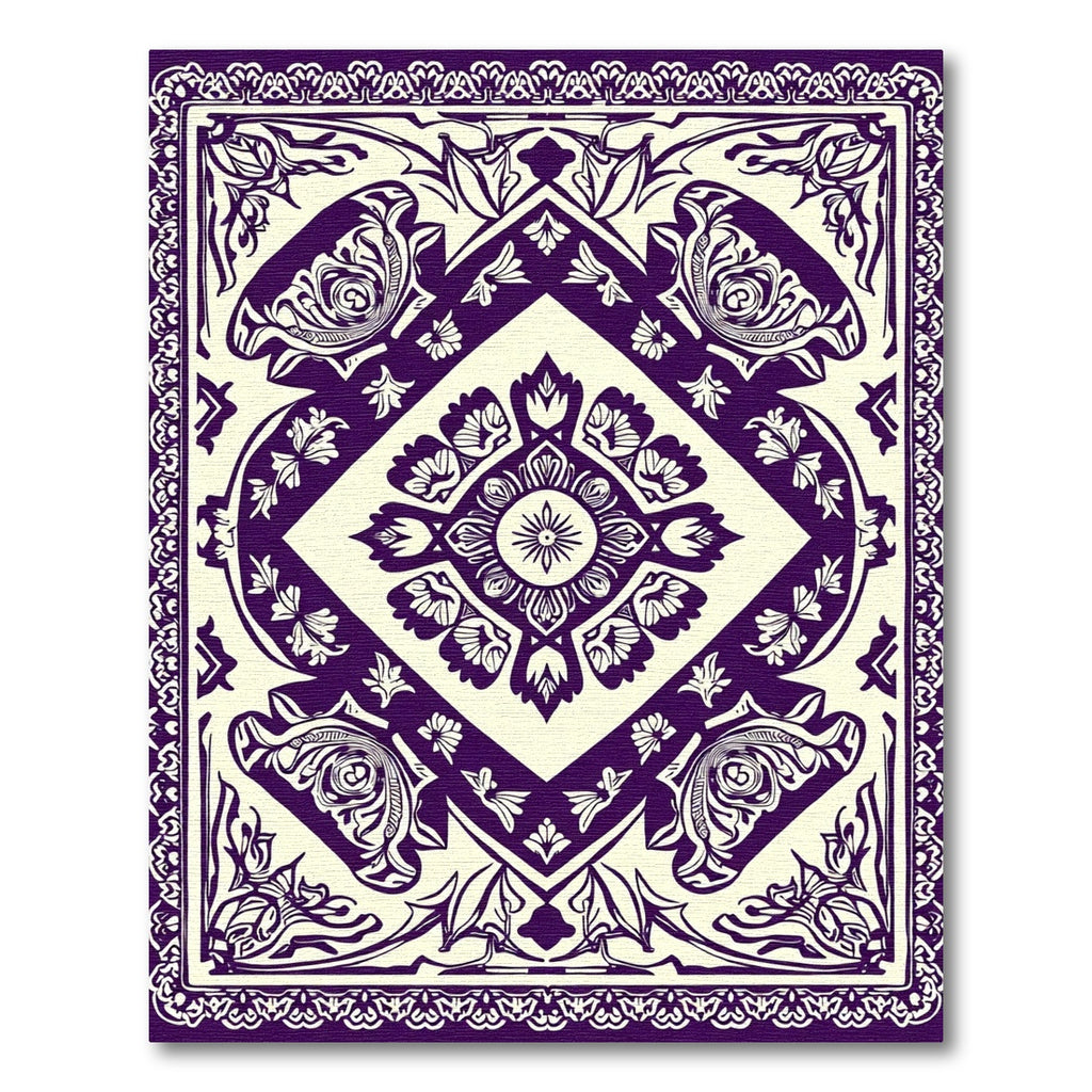 Deep Purple Floral Medallion Rug