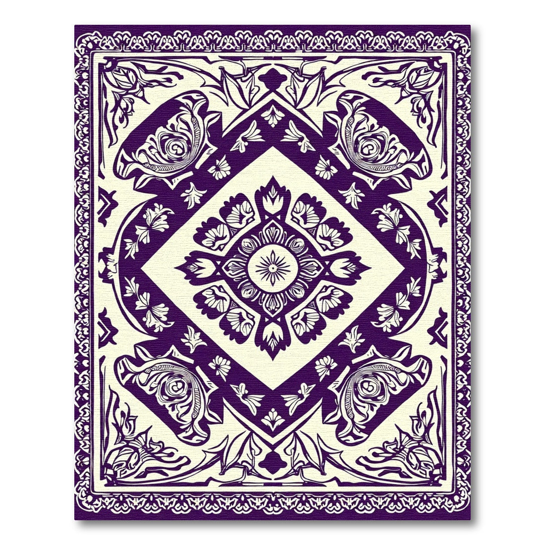 Deep Purple Floral Medallion Rug