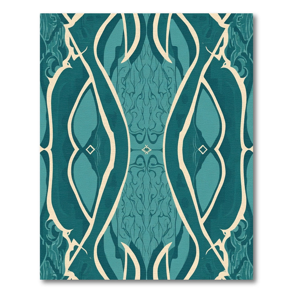 Teal Cream Organic Flowing Forms Rug