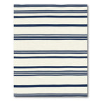 Navy Blue And Cream Striped Rug