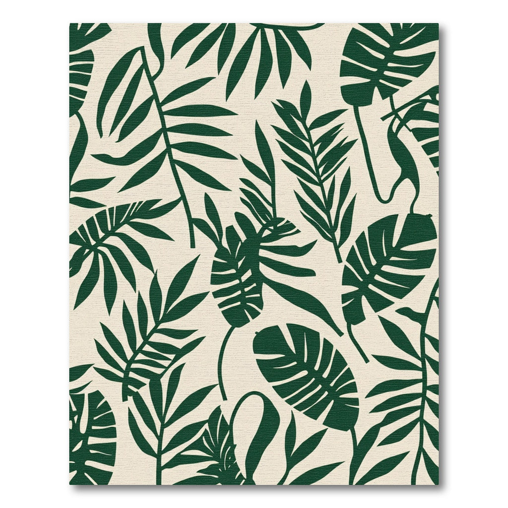 Forest Green Tropical Leaf Collage Rug