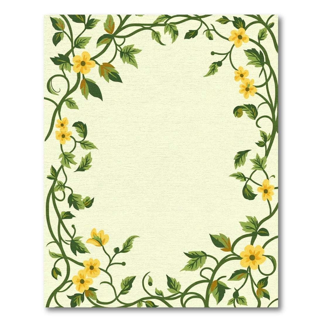 Yellow Floral Vine Border Rug