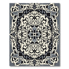 Monochromatic Black Elegant Scroll Rug