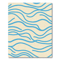 Cream Blue Wave Lines Rug