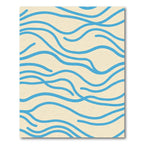 Cream Blue Wave Lines Rug