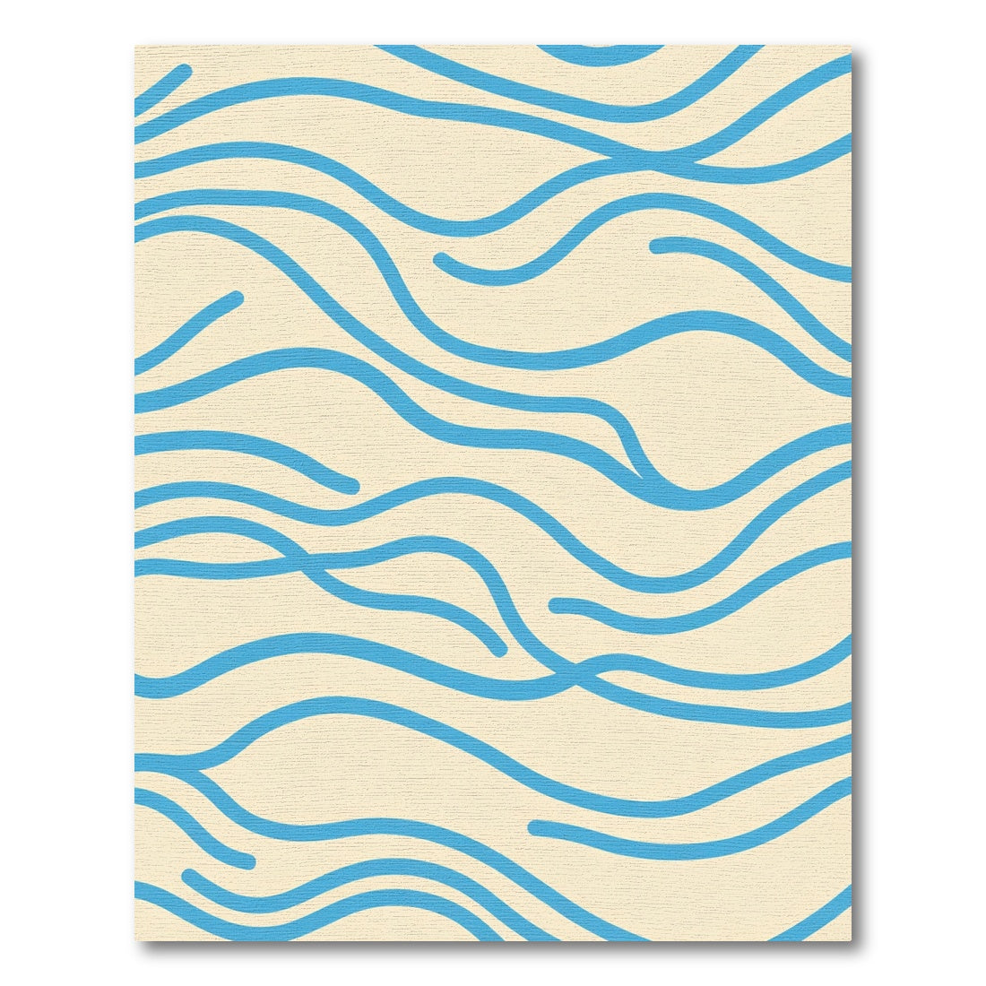 Cream Blue Wave Lines Rug