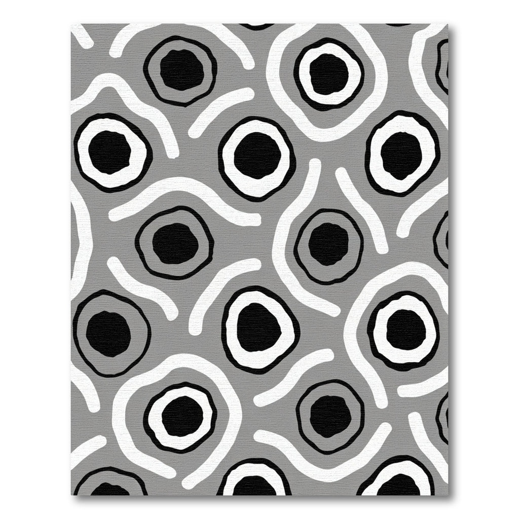 Gray Abstract Circles and Waves Rug