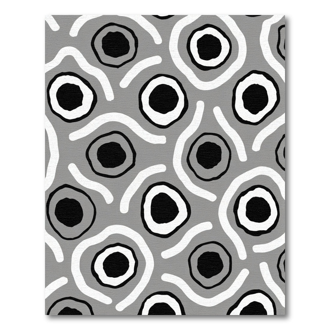 Gray Abstract Circles and Waves Rug