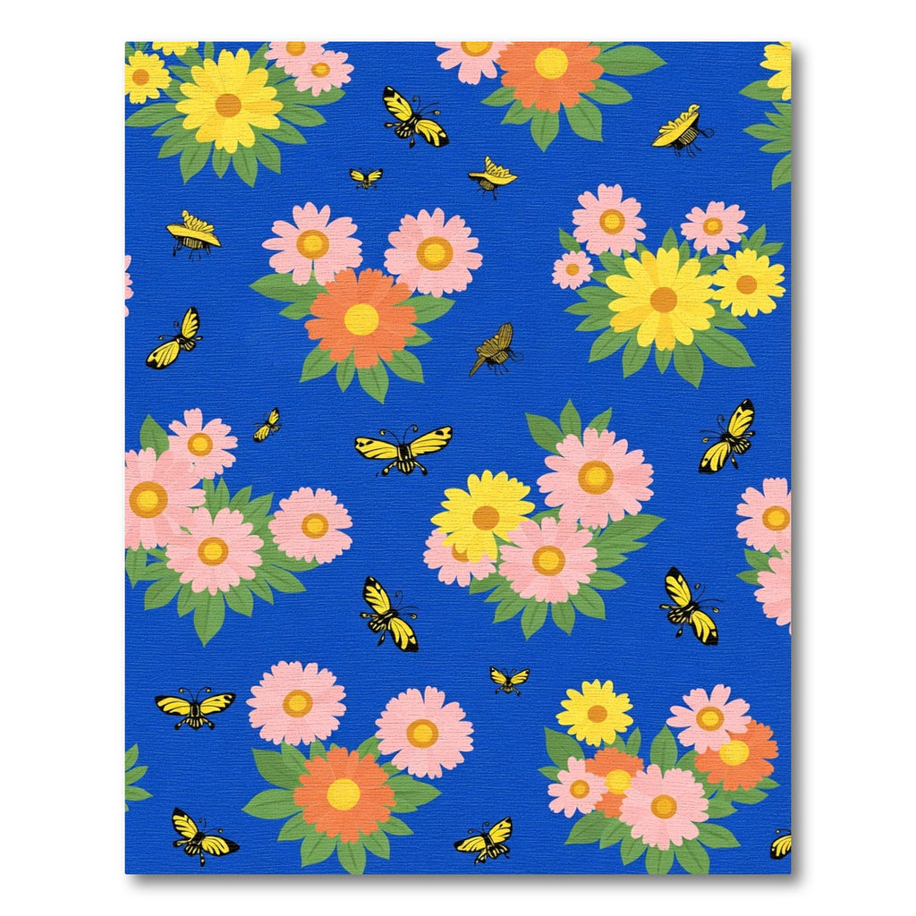 Yellow Butterflies And Pink Floral Meadow Rug