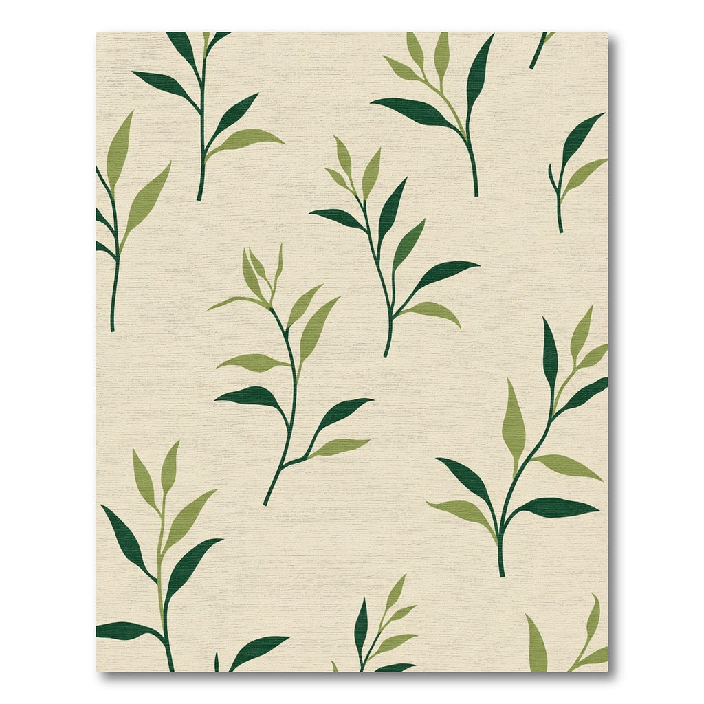 Green Leaf Branches Cream Ground Rug
