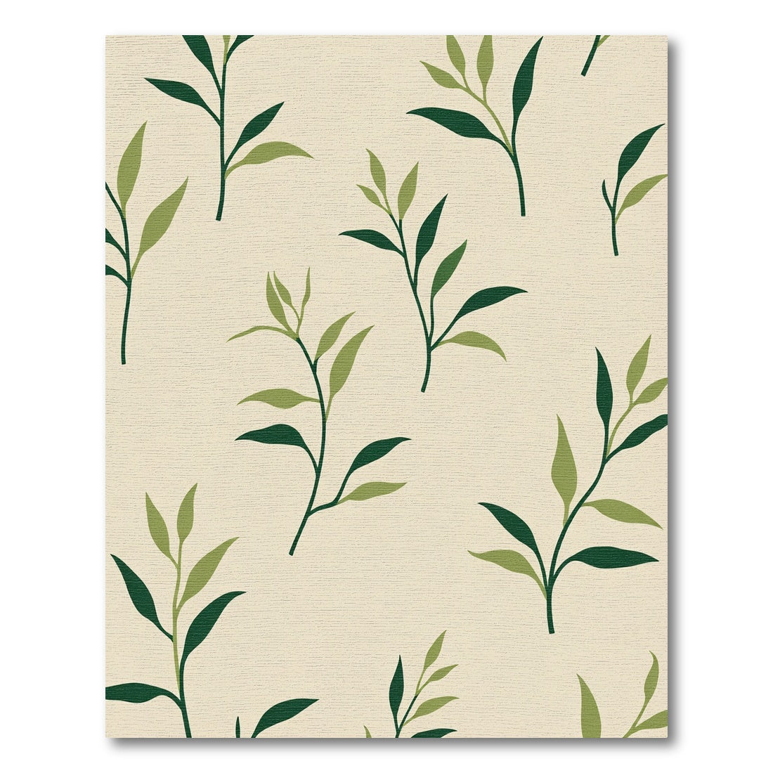 Green Leaf Branches Cream Ground Rug