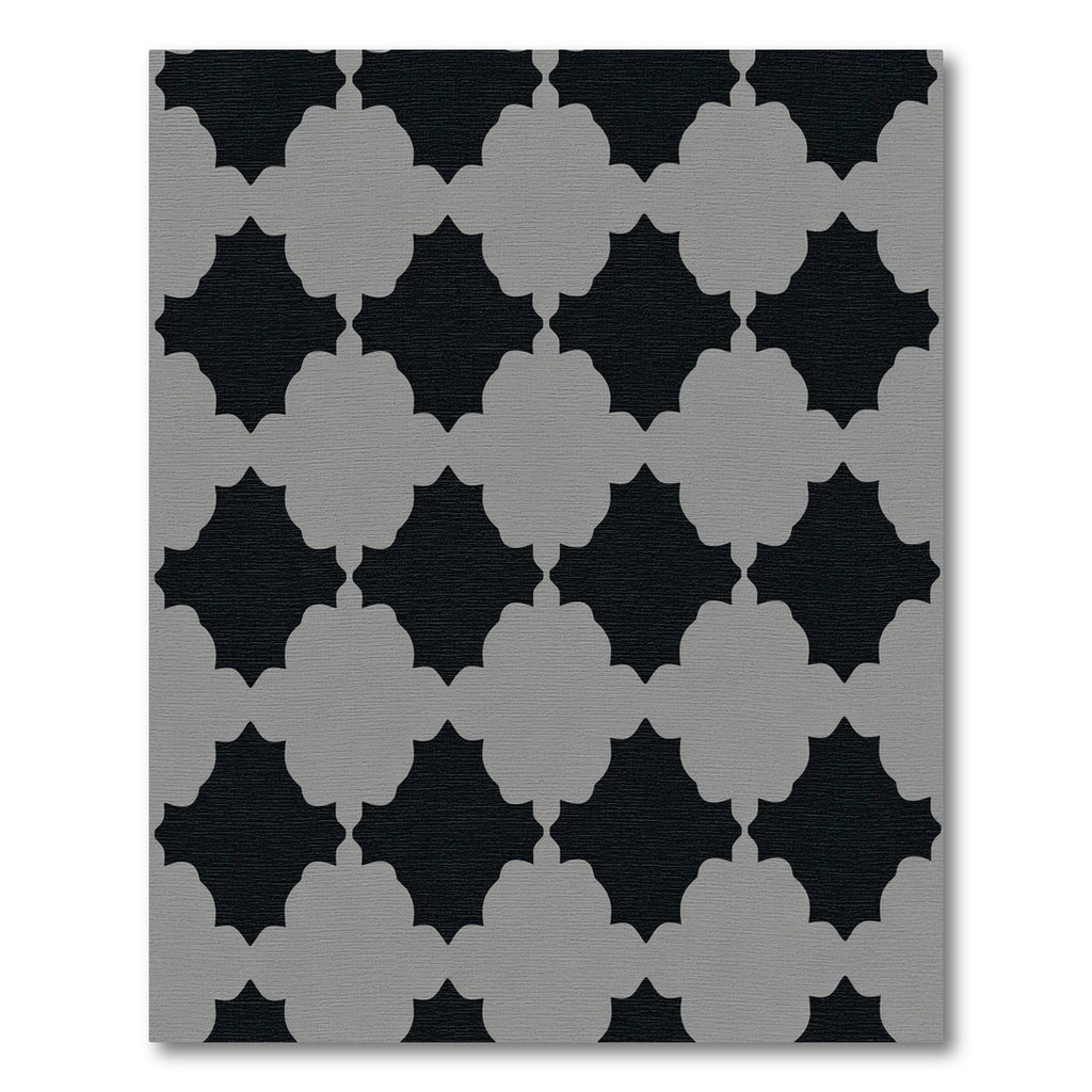 Charcoal Gray Quatrefoil Lattice Rug
