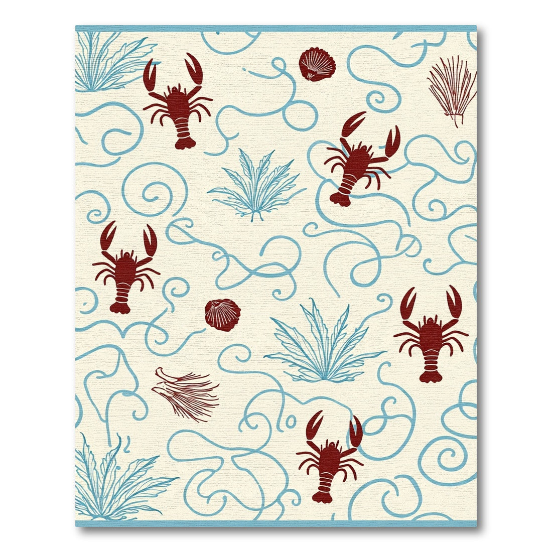 Deep Red Lobster Swirl Seaweed Rug