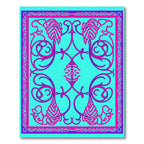 Vibrant Aqua Baroque Floral Rug