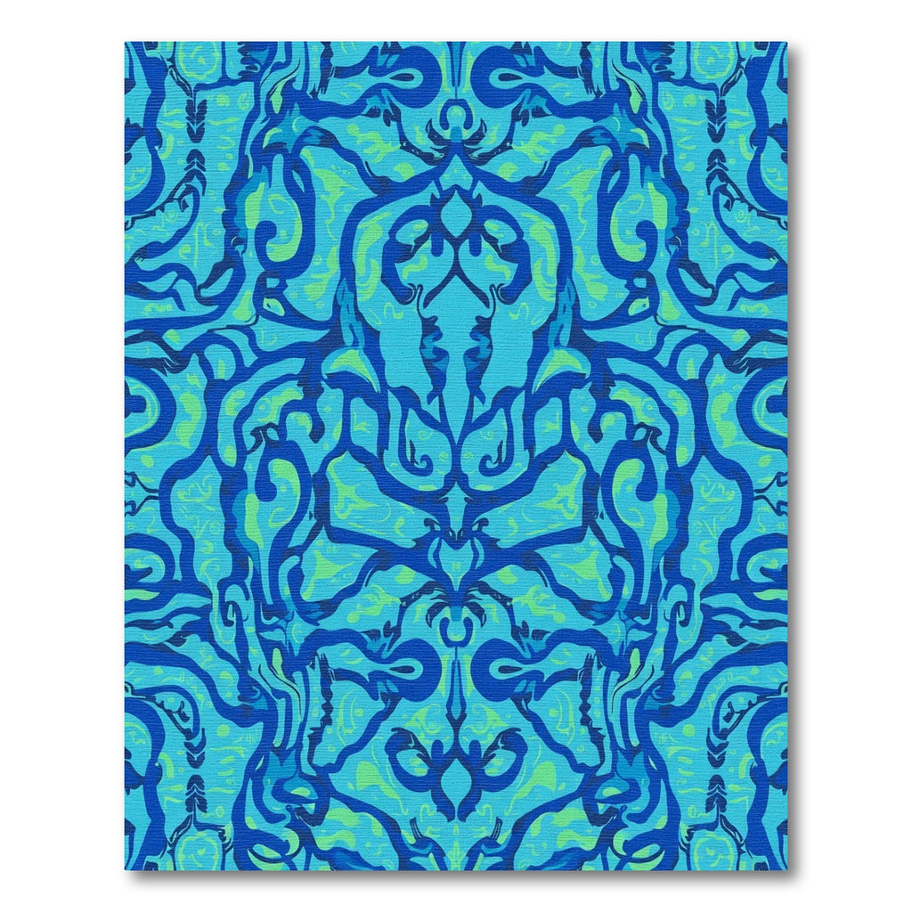 Teal Blue Abstract Organic Overlay Rug