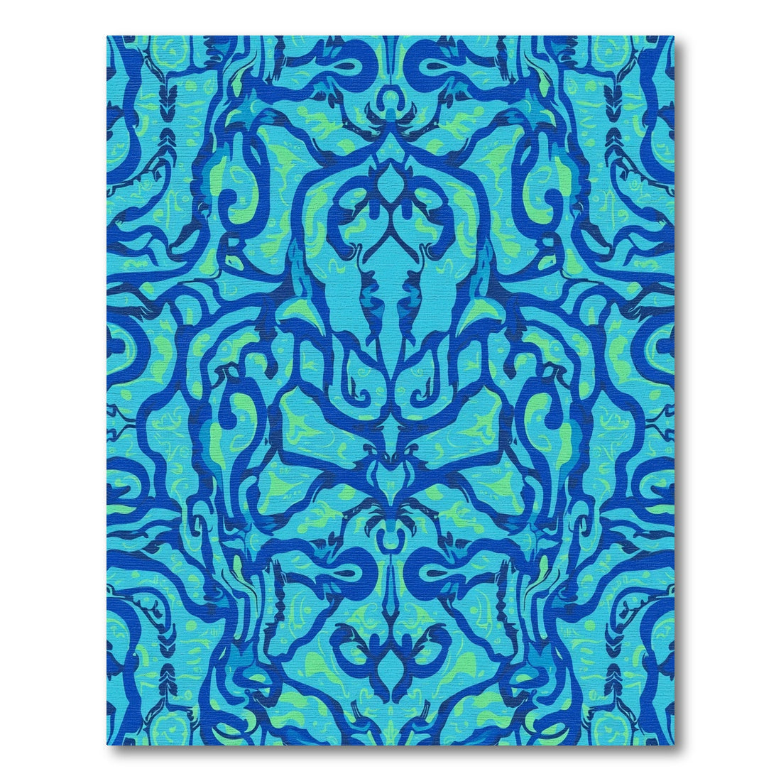 Teal Blue Abstract Organic Overlay Rug