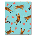 Playful Orange Tigers Light Blue Background Rug