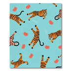 Playful Orange Tigers Light Blue Background Rug