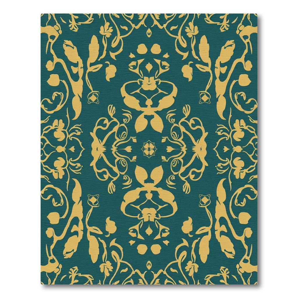 Rich Amber Floral Scroll Symmetrical Rug