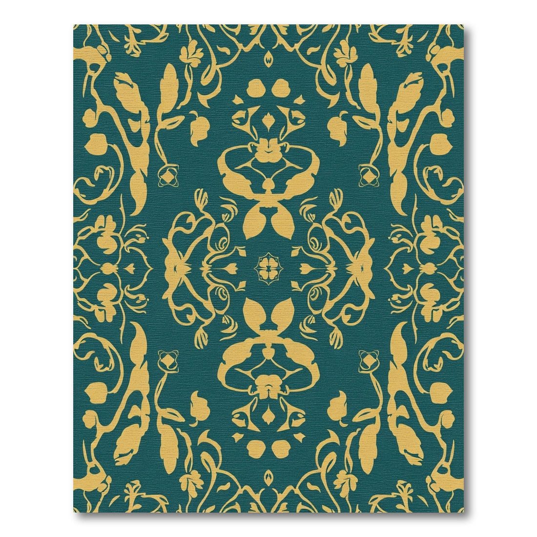 Rich Amber Floral Scroll Symmetrical Rug