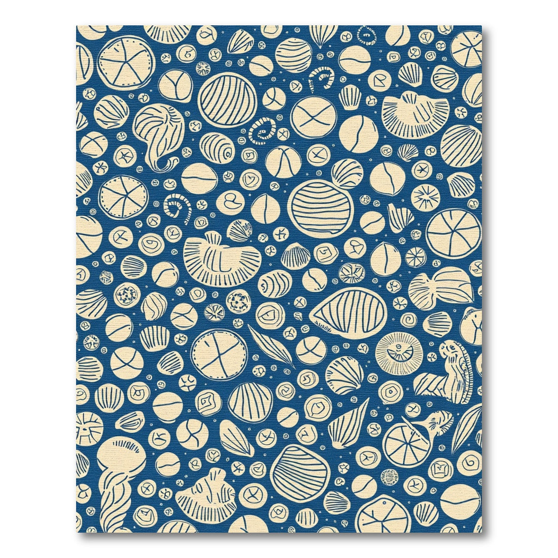 Deep Blue Cream Organic Circles Rug