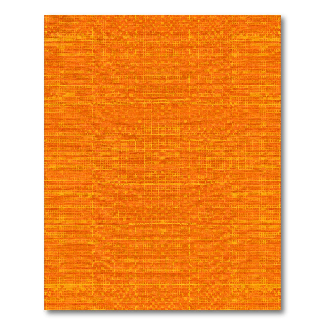 Orange Geometric Pixelated Grid Rug