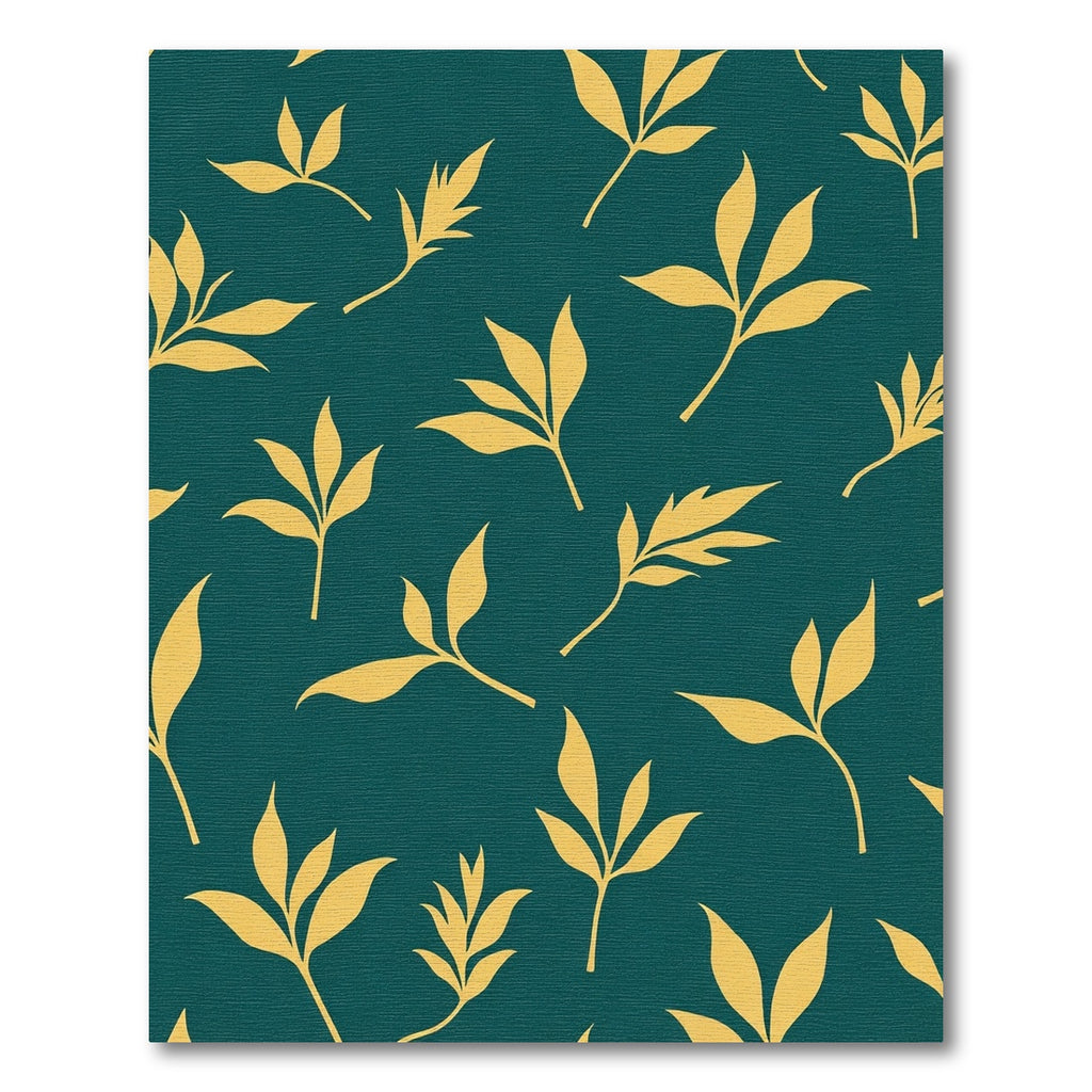 Golden Leaf Branches Teal Background Rug