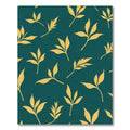 Golden Leaf Branches Teal Background Rug