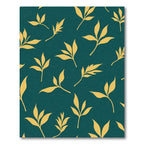Golden Leaf Branches Teal Background Rug