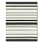 Modern Black Gray Cream Stripe Rug