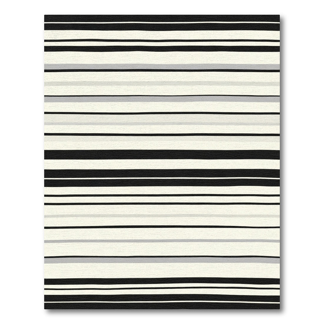Modern Black Gray Cream Stripe Rug