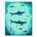 Deep Blue Oceanic Shark Ensemble Rug