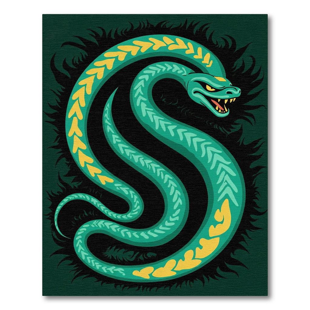 Emerald Serpent Yellow Heart Pattern Rug