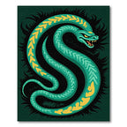 Emerald Serpent Yellow Heart Pattern Rug