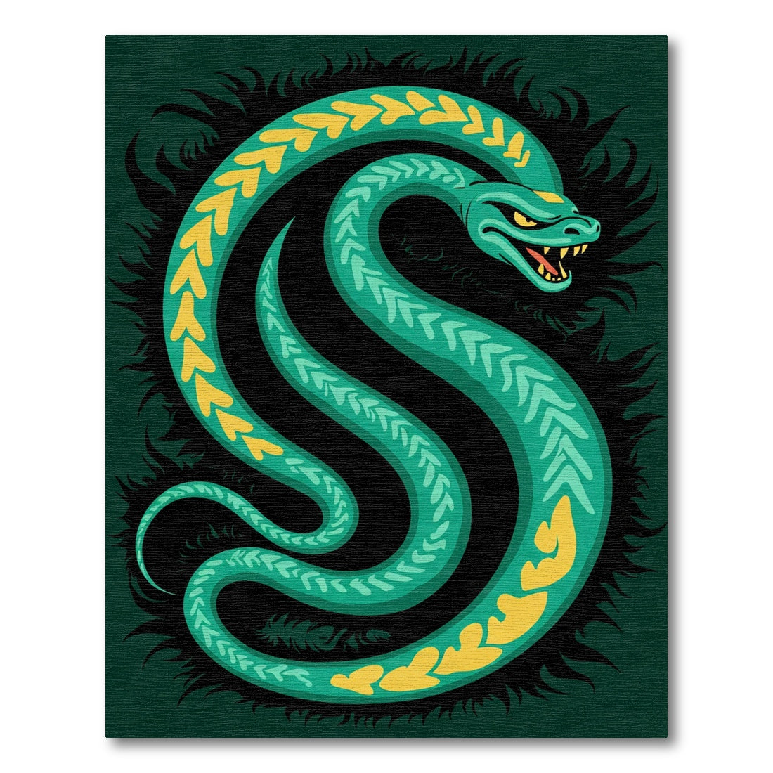 Emerald Serpent Yellow Heart Pattern Rug