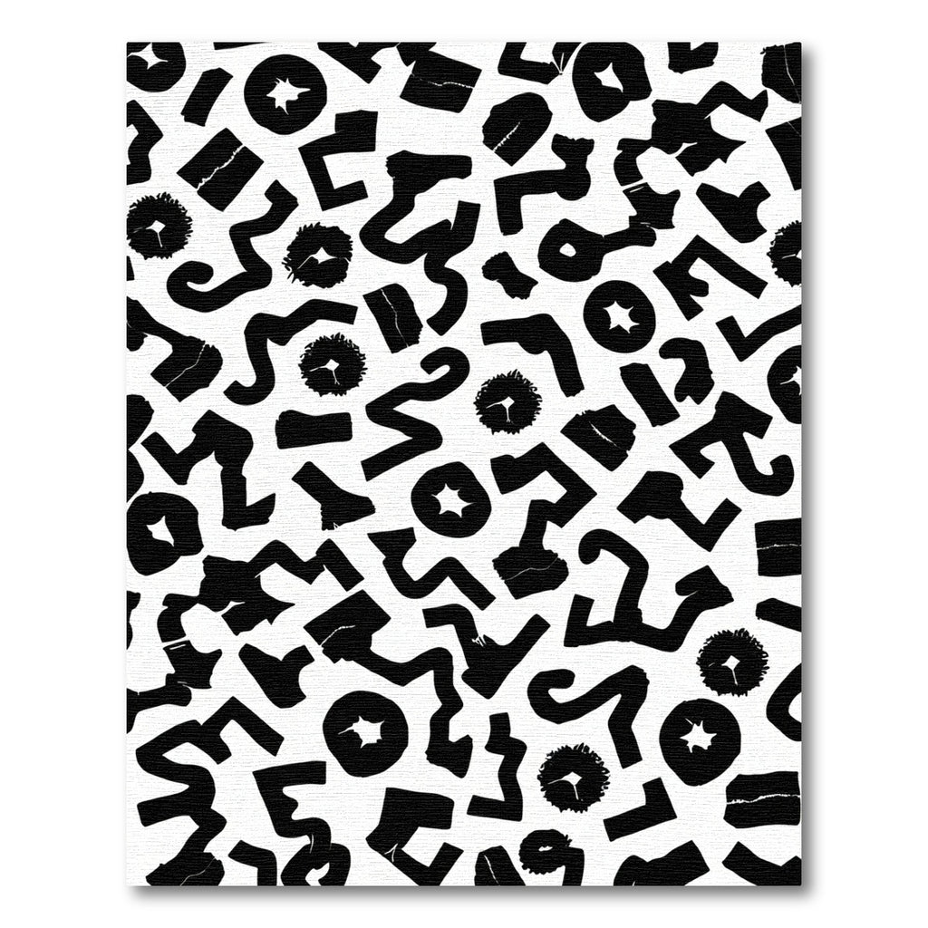 Abstract Black Geometric Shapes Rug