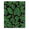 Emerald Green Leafy Vines Black Rug