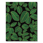 Emerald Green Leafy Vines Black Rug