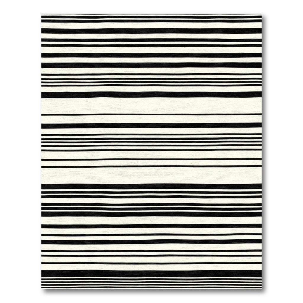 Hand Drawn Black White Stripe Rug