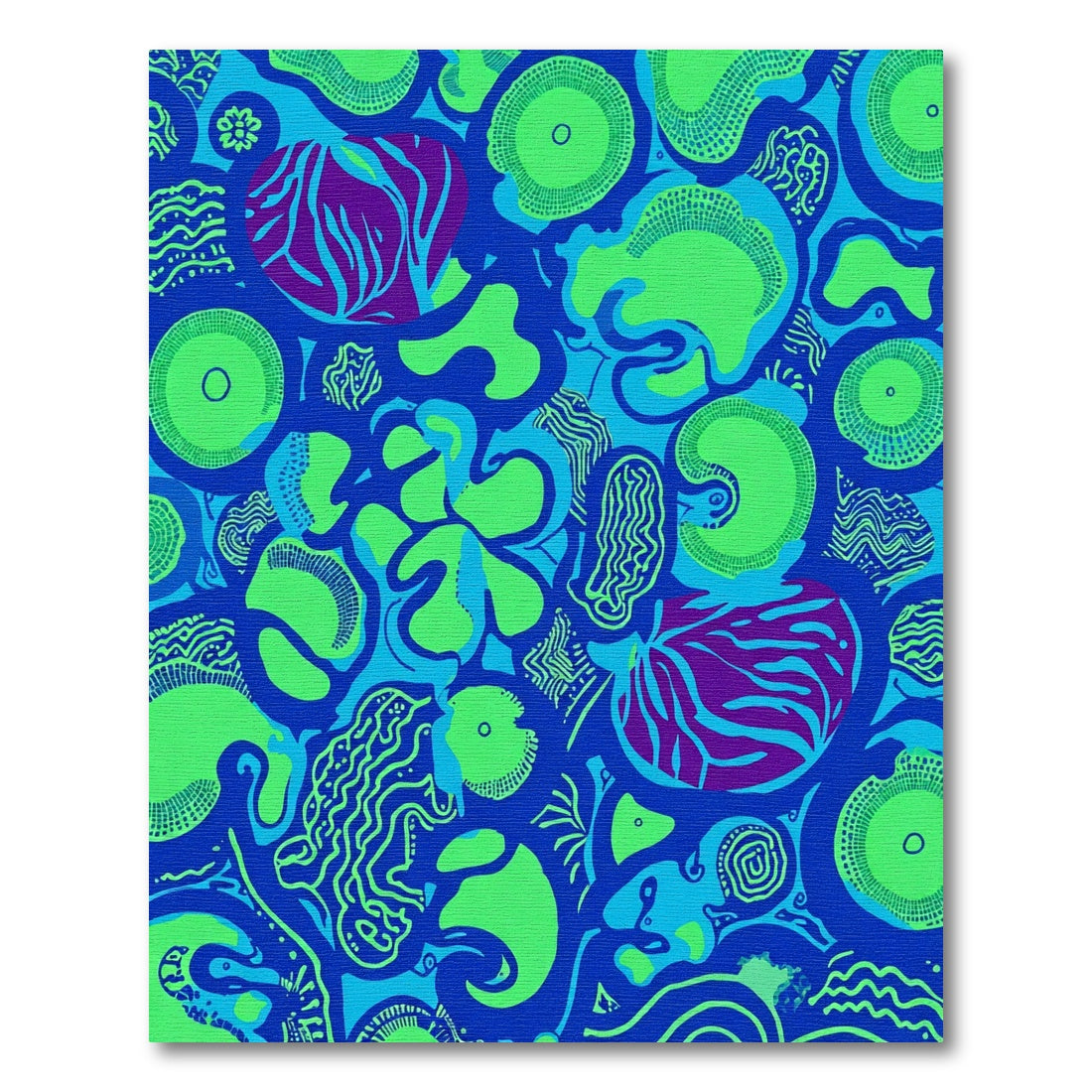 Vibrant Blue Abstract Organic Forms Rug