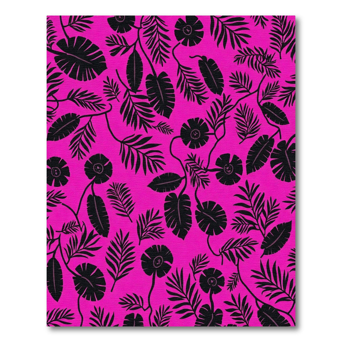 Vibrant Hot Pink Tropical Foliage Rug