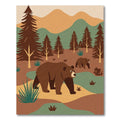 Woodland Bears Mountain Landscape Rug