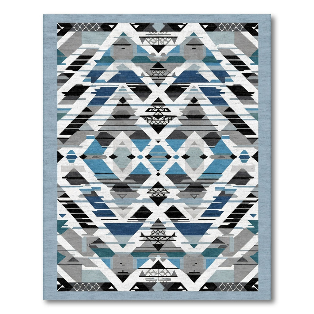 Geometric Blue Black Triangles Diamond Rug