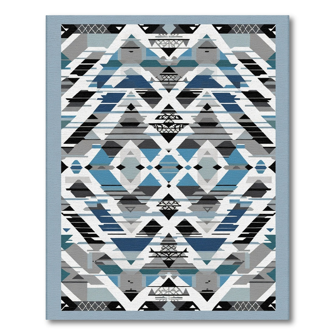 Geometric Blue Black Triangles Diamond Rug