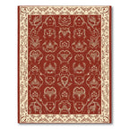 Crimson Antique Faces Border Rug