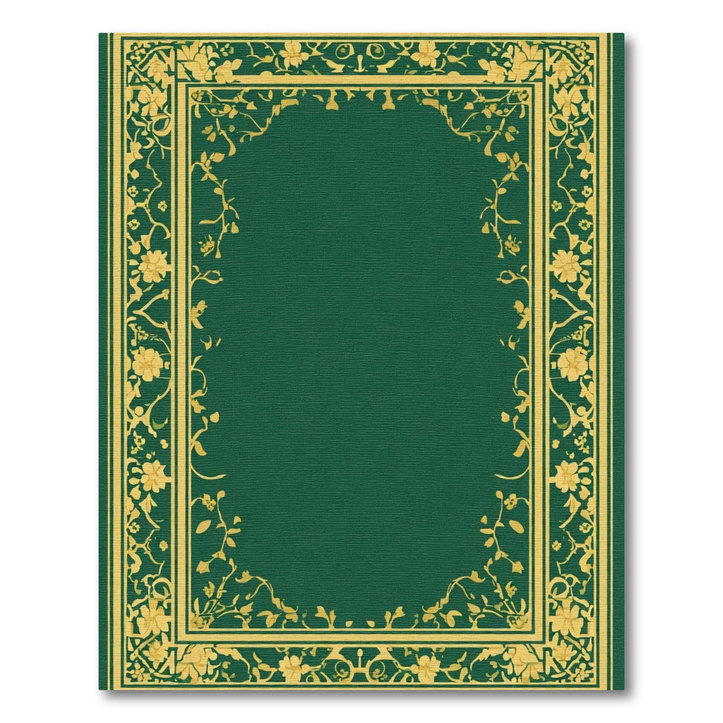 Emerald Gold Floral Arabesque Border Rug