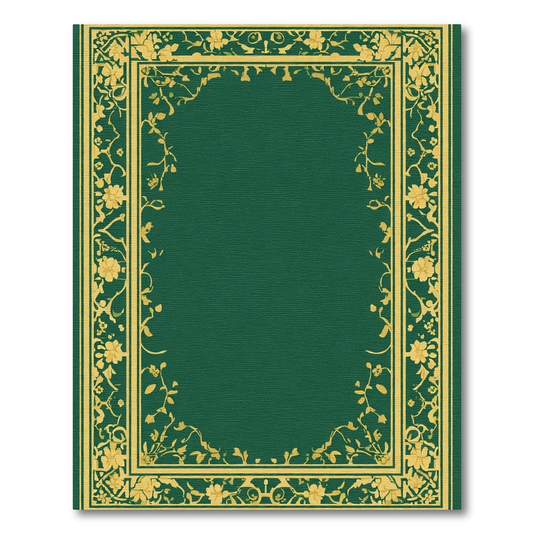 Emerald Gold Floral Arabesque Border Rug