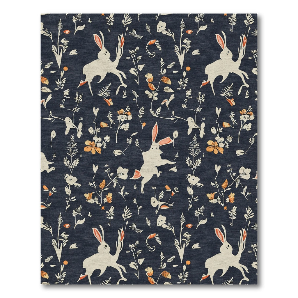Whimsical Cream Rabbits Garden Whimsy Rug