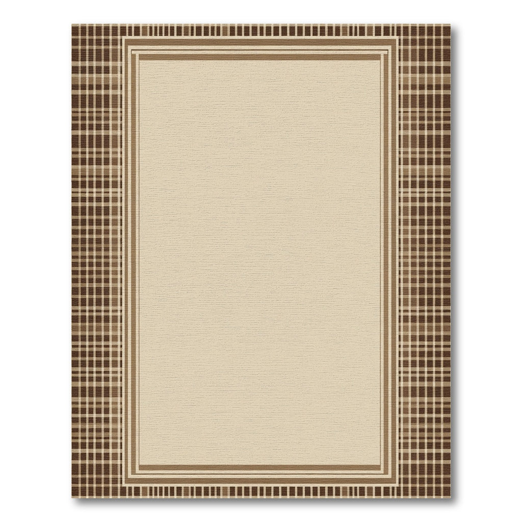 Classic Brown Plaid Border Rug